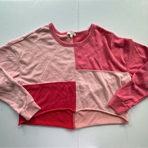Ultra Flirt two tone pink colorblock long sleeve crop top sweatshirt girls large